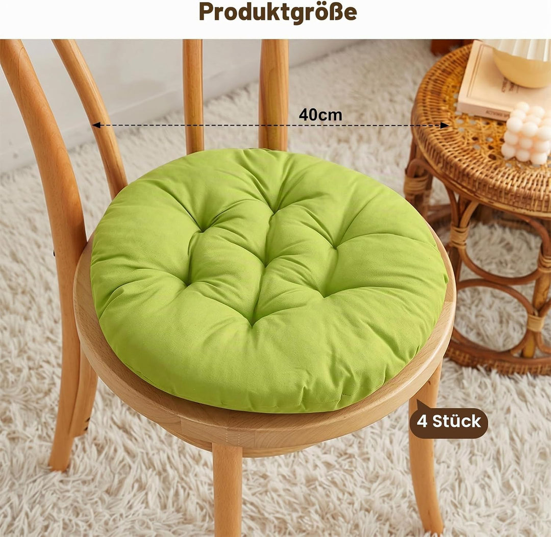 4er Set Stuhlkissen Rund, 40cm Bequemes Sitzkissen Gefüllte Sitzkissen, Runden Bodenkissen Stuhlaufl