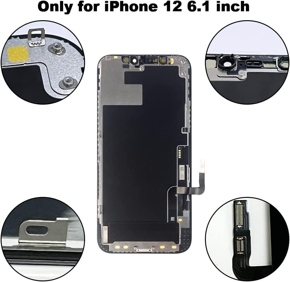 EFaith für iPhone 12/12 Pro Display, Ersatz Bildschirm 6.1 Zoll Full HD Bildschirm,Displayrahmen 3D