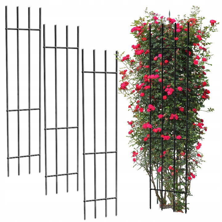 Kapaga - Rankgitter - Rankhilfe Garten - Staudenhalter - Blumenhalter SET 3x (Schwarz) 150 cm x 3, S