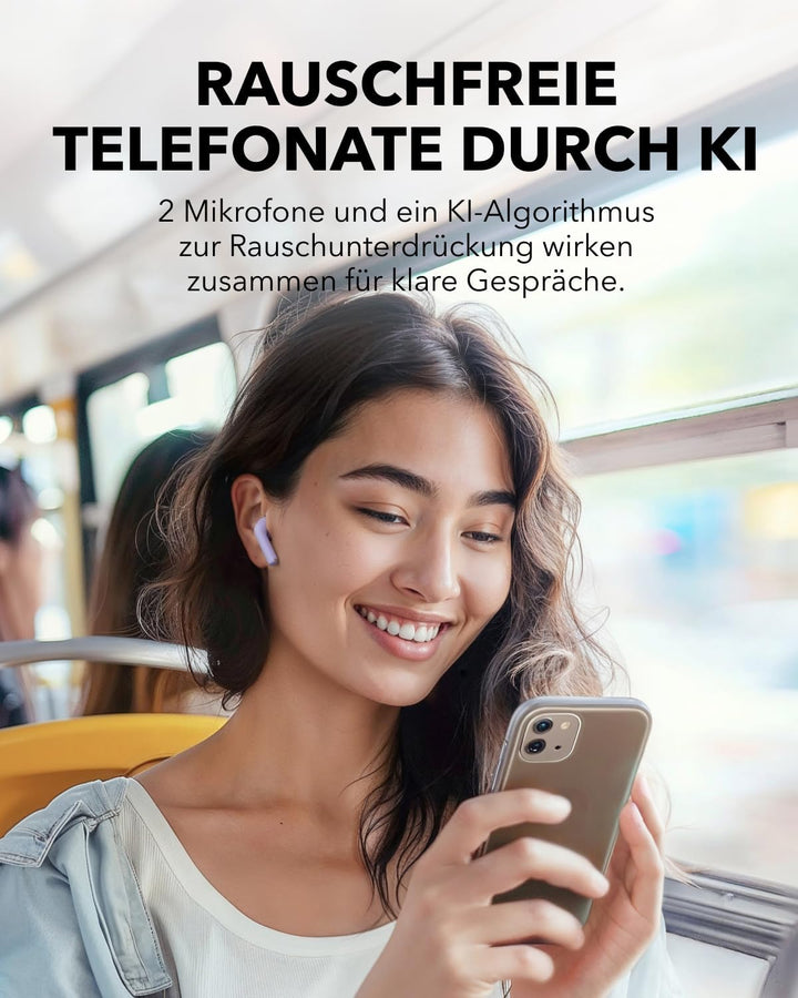 oundcore K20i von Anker, Semi-In-Ear Earbuds, Bluetooth Wireless, 36h Spielzeit, Schnell-Laden, klar