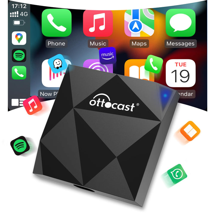 OTTOCAST CarPlay-Wireless-Adapter für iPhone, Kabellos Dongle WirelessCarPlay Automatische Verbindun