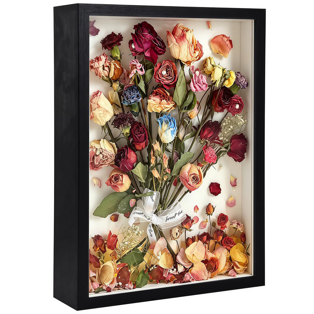 3D Bilderrahmen zum Befüllen, 41,5 x 31,5 x 4,5cm Schwarz Shadow Box, 3D Objektrahmen Tiefer 3cm für