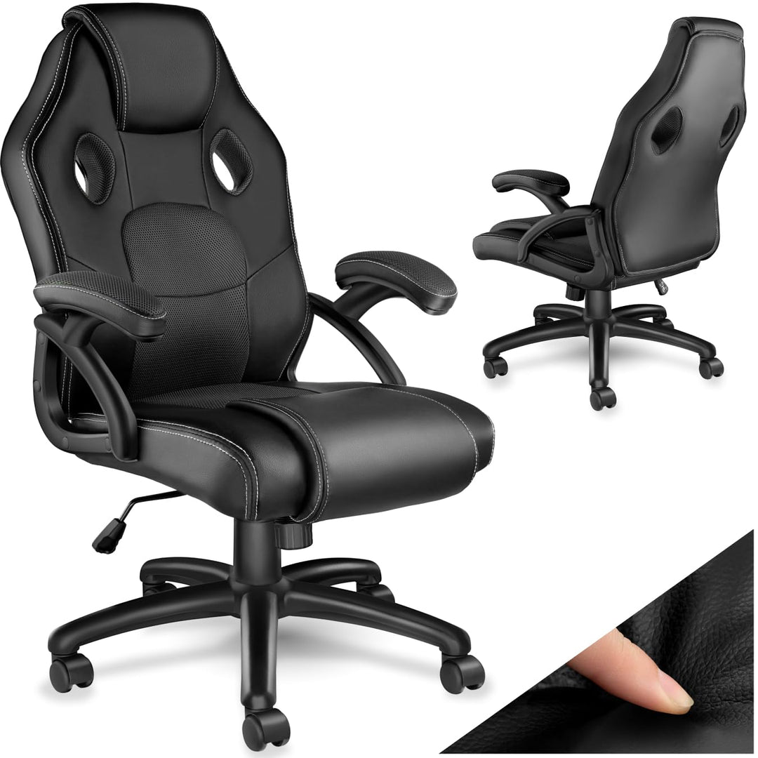 tectake® Racing Bürostuhl, Gaming Stuhl mit Wippfunktion, Chefsessel, Drehstuhl mit Rollen, höhenver
