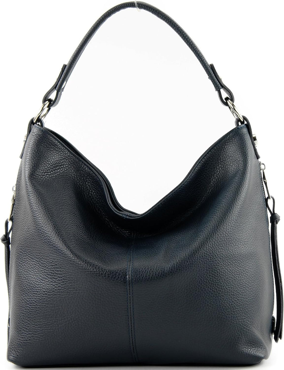 modamoda de T160 Damen Leder Schultertasche Gross, handmade in Italy T160 Dunkelblau, T160 Dunkelbla