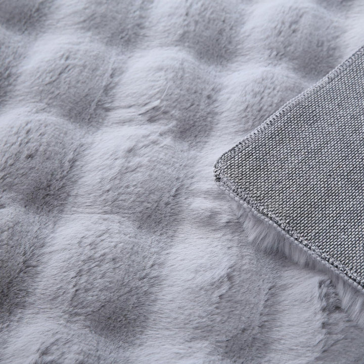 Carpetsale24 Teppich Wohnzimmer Moderne Einfarbig 3D Hoch-Tief Struktur Design Silberfarbe 80x250 cm