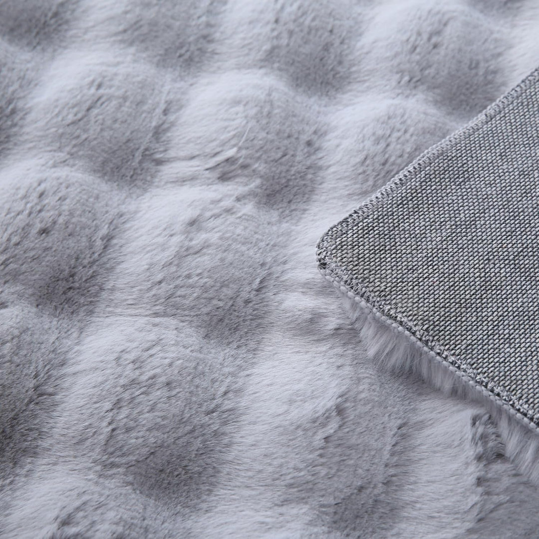 Carpetsale24 Teppich Wohnzimmer Moderne Einfarbig 3D Hoch-Tief Struktur Design Silberfarbe 160 x 230