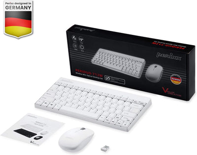 Perixx Periduo-712 Mini-Set Wireless-Tastatur und Maus, leicht und klein - Schwarz/Rot Español QWERT