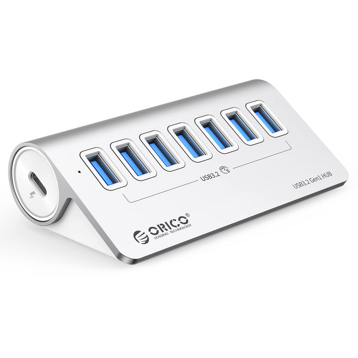ORICO USB C Hub, 7-Port Aluminium USB Splitter, 5Gbps USB Hub mit 0.5m USB C Kabel und USB A Adapter