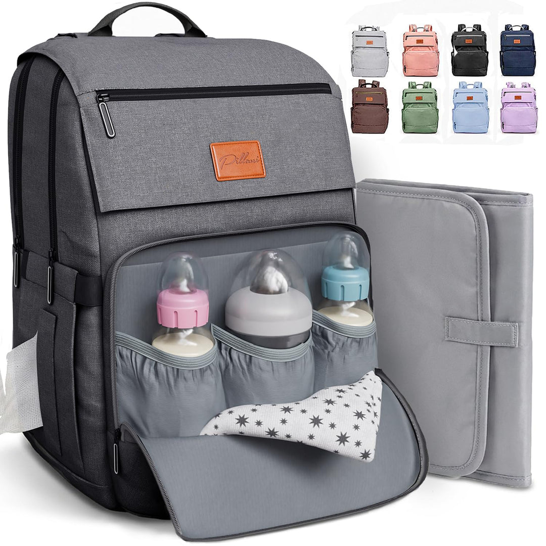 PILLANI Baby-Wickeltaschen-Rucksack – grosse Tasche für Jungen und Mädchen – Wickelrucksack – Reise-