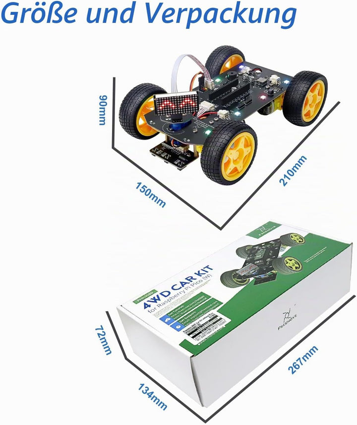 Freenove 4WD Car Kit for Raspberry Pi Pico (Not Included) (Compatible with Arduino IDE), Dot Matrix