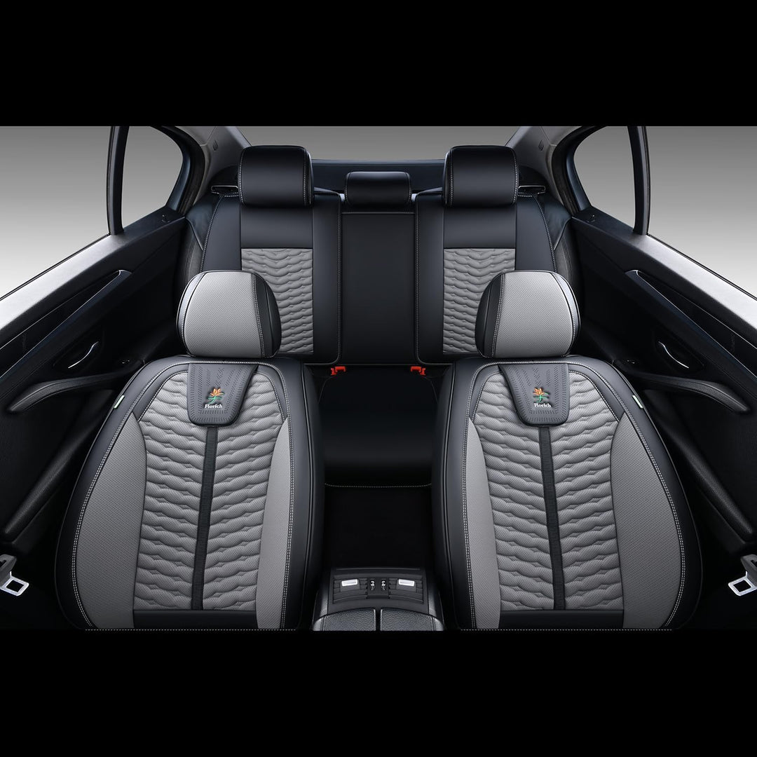 FLORICH Autositzbezüge, Premium Leder Vorder und Rücksitzbezüge, 5 Stück, universelles Auto-Innenaus