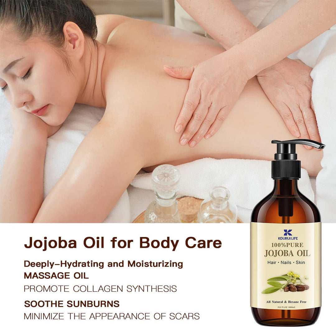 Jojobaöl Bio 1L, 100% Rein, Natürlich Hautpflege-Ö - Gesicht, Körper, Haare, Bart, Nägel - Natürlich