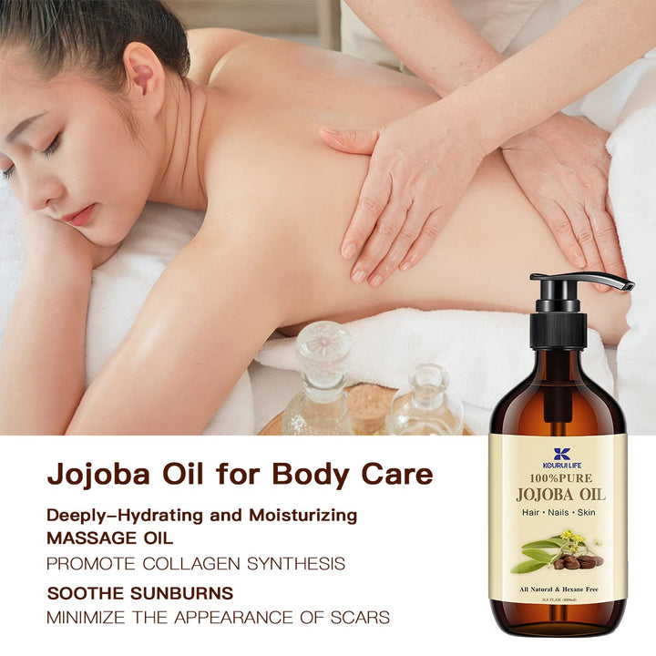 Jojobaöl Bio 1L, 100% Rein, Natürlich Hautpflege-Ö - Gesicht, Körper, Haare, Bart, Nägel - Natürlich