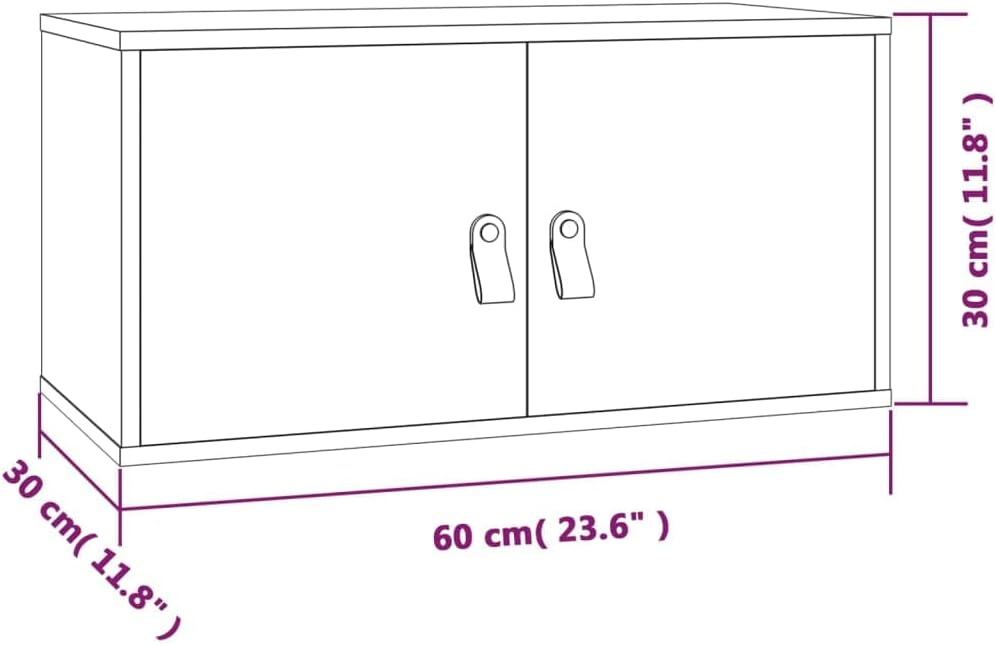 WIFESE 60x30x30 cm Wandschrank TV Schrank mit 2 Türen Hängeschrank Bücherregal Schweberegal Lagersch