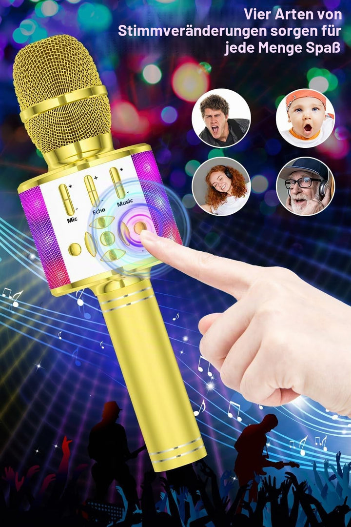 BONAOK Magic Sing Karaoke Mikrofon, Bluetooth Mikrofon Karaoke Kinder, 4 in 1 Sing Microphone, Draht
