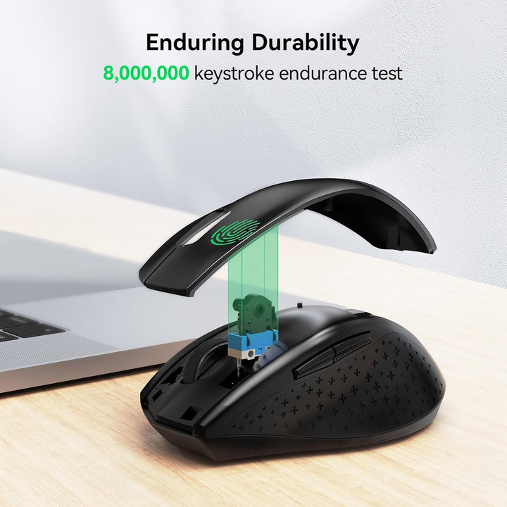 TECKNET Kabellose Maus mit USB-C Adapter, 4800 DPI 2.4G Funkmaus mit USB Empfänger, 30 Monate Batter