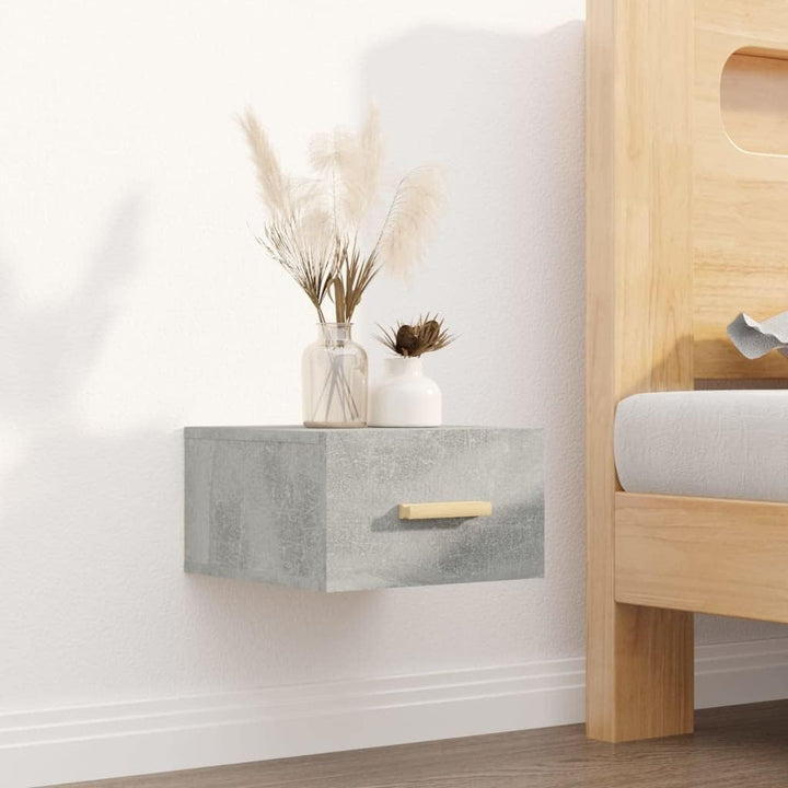 WIFESE Wand-Nachttisch Betongrau 35x35x20 cm Nachtschrank Nachtkästchen Bedside Table Nightstand Nac