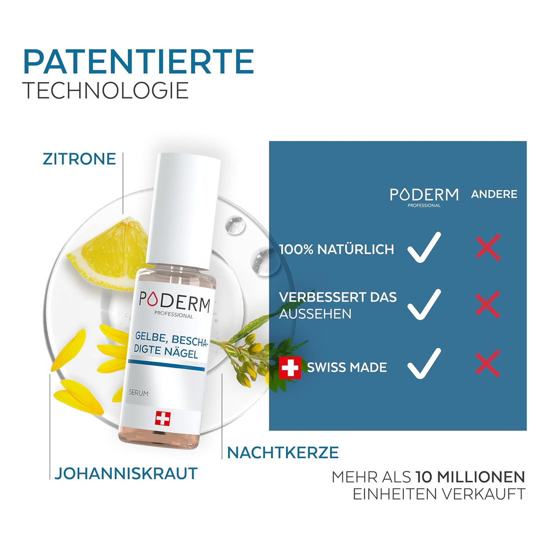 PODERM - Pflegeserum für verfärbte und beanspruchte Nägel - Verbessert das Erscheinungsbild der Näge
