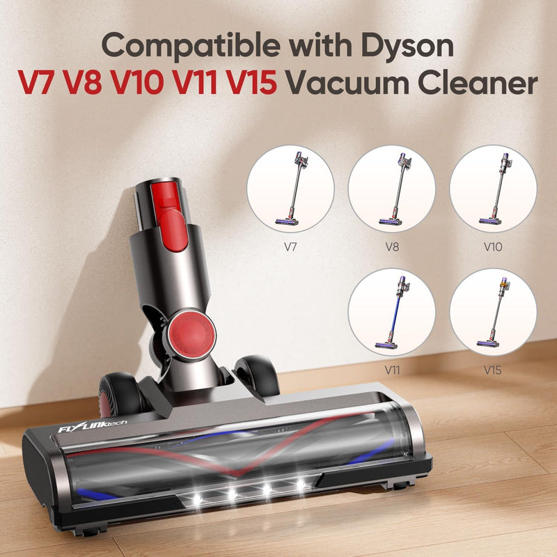 FLYLINKTECH Bürste kompatibel für Dyson V7, V8, V10, V11, V15 Staubsauger mit 4-LED Scheinwerfern, F