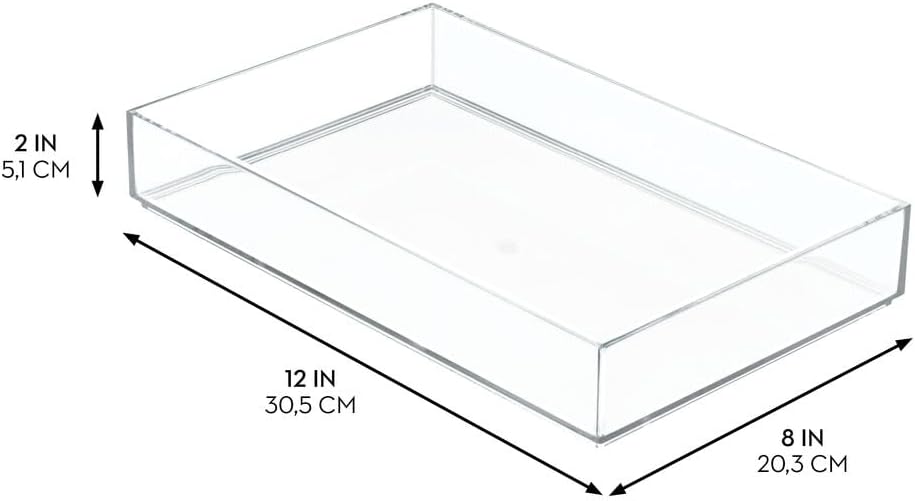 iDesign Schubladeneinsatz, extra grosser Besteckkasten für Schubladen aus Kunststoff, stapelbarer Sc