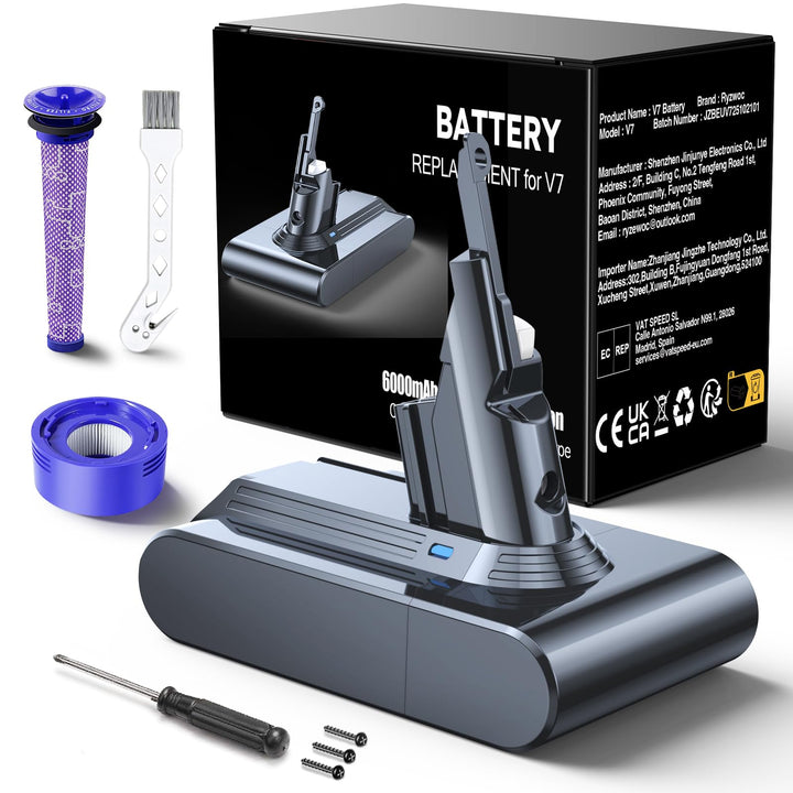 6000mAh Akku kompatibel mit Dyson V7 Motorhead, Animal, Trigger, Total Clean, Motorhead Pro, SV11 V7