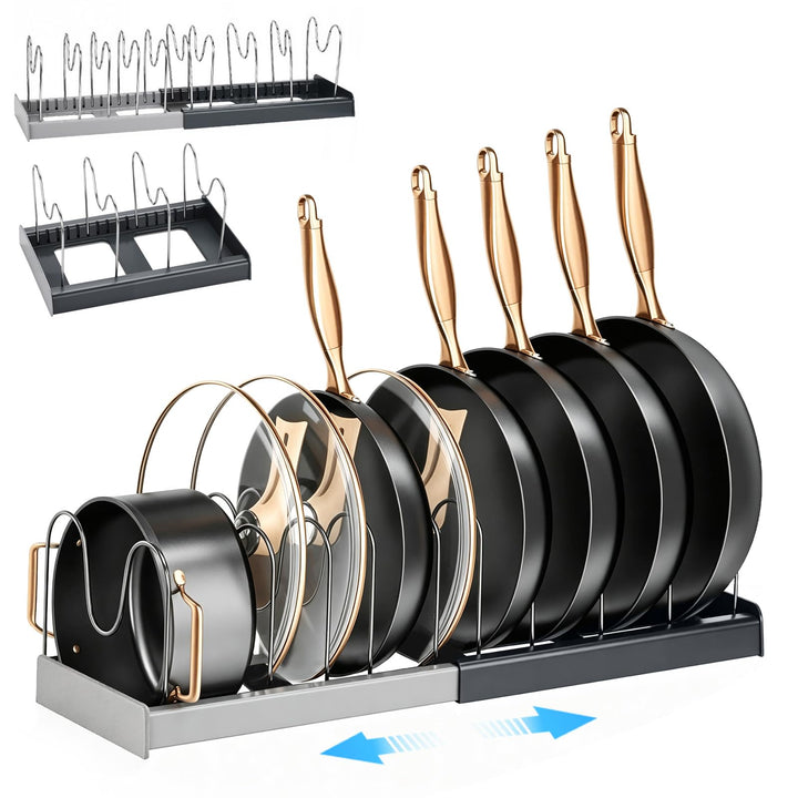 Topfdeckelhalter für Schublade Organizer Ausziehbar, Pfannenhalter, ABS Deckelhalt, Mit 10 Verstellb
