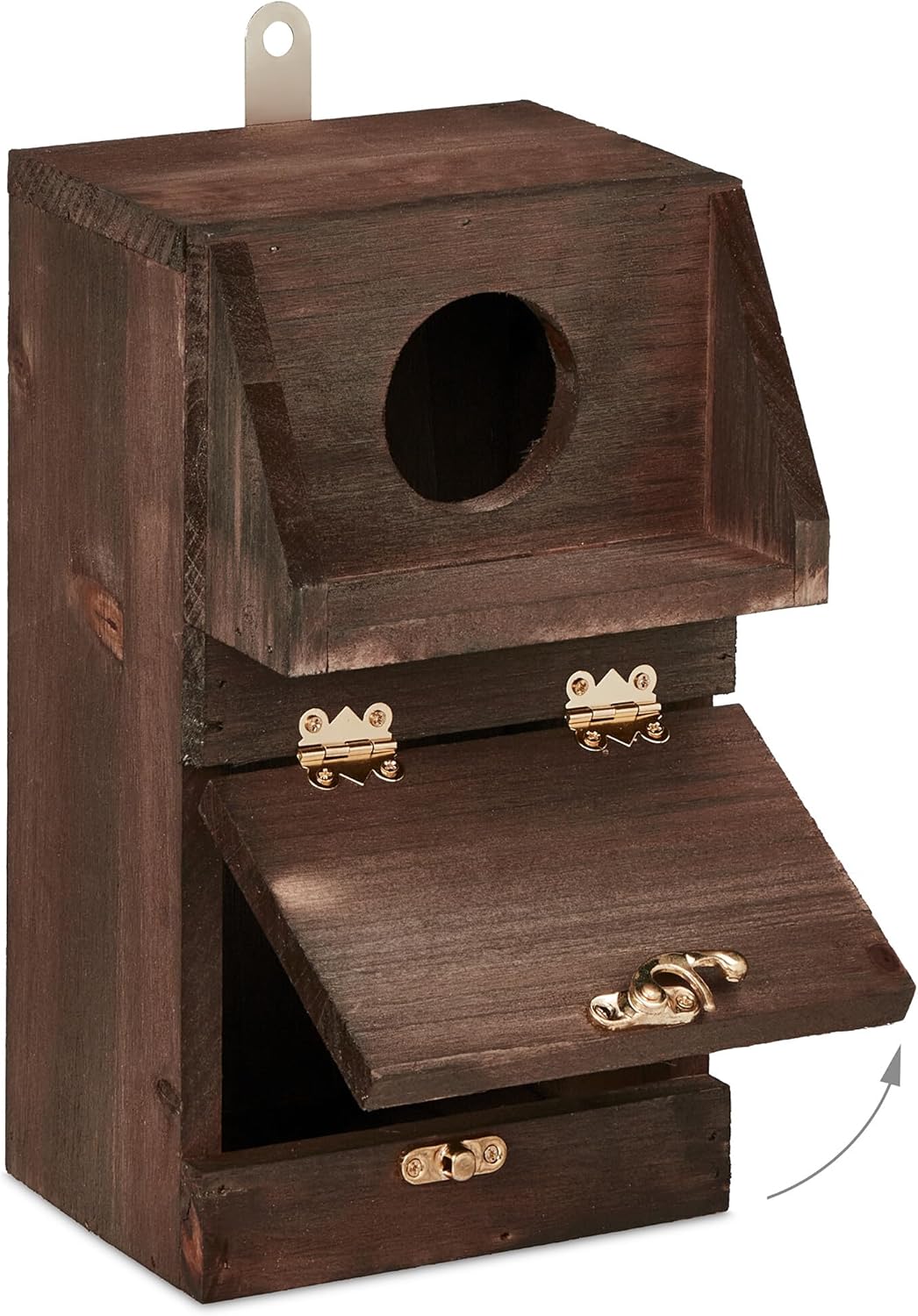 Relaxdays Nistkasten für Kohlmeise & Gartenrotschwanz, mit Reinigungsklappe, Holz, Vogelnistkasten z