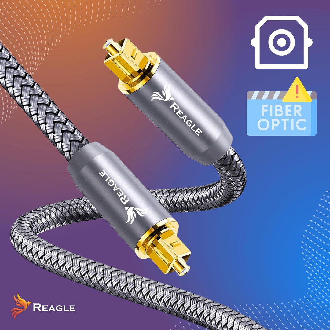 Reagle OPTISCHES KABEL TOSLINK HQ SPDIF digitales Audio Kabel Glasfaserkabel, Kabel für Soundbar, Fe