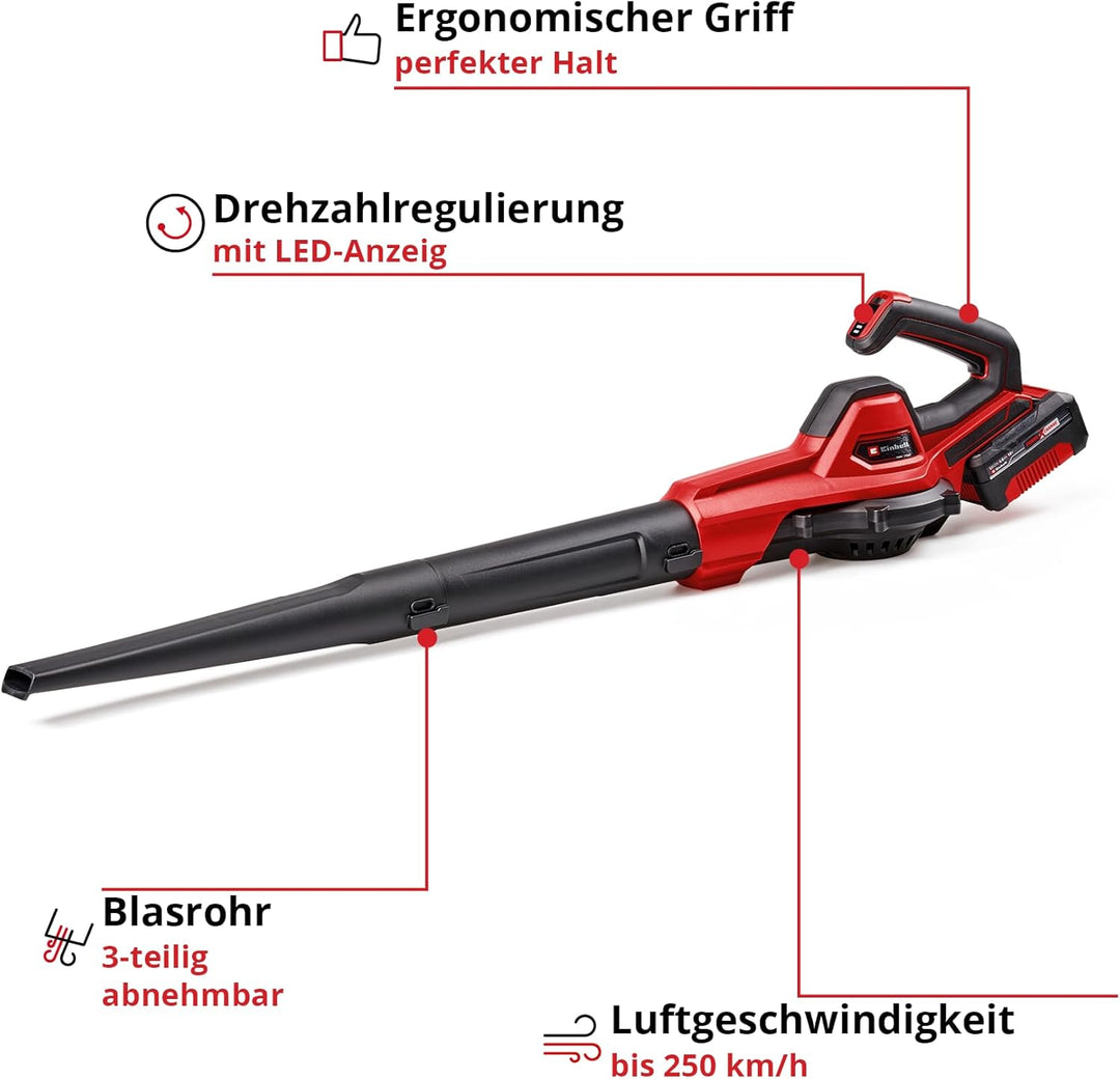 Einhell Akku-Universalbläser GE-UB 18/250 Li E (1x4,0Ah) Power X-Change (18 V, 250 km/h Luftgeschwin