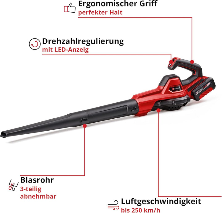 Einhell Akku-Universalbläser GE-UB 18/250 Li E (1x4,0Ah) Power X-Change (18 V, 250 km/h Luftgeschwin