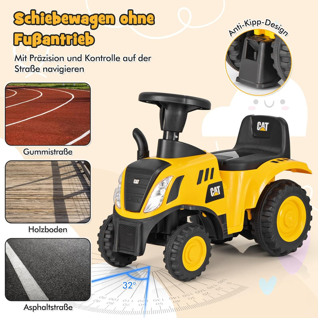 COSTWAY Rutschauto mit abnehmbarem Anhänger, Rutscher Traktor mit Schaufel & Rechen, Rutschfahrzeug
