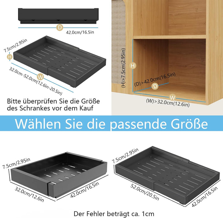 YheenLf Metall Teleskopschublade, Ausziehbare Schublade Küche(32-52cm), Küchenschrank Organizer, Aus