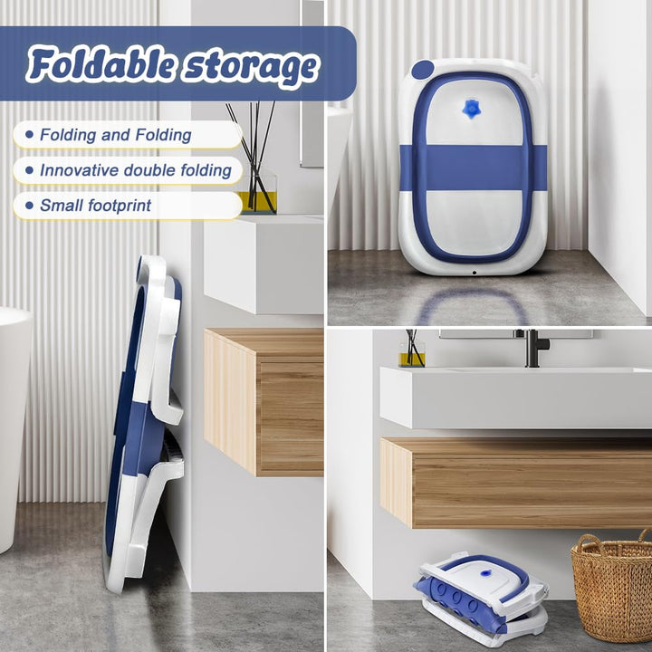 Collapsible Baby Bathtub-Baby Bathtub Foldable -Foldable Baby Bath with Support, Baby Bathtub, Newbo