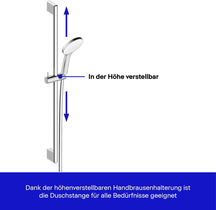 Duravit Universal Duschsystem, Duschset mit Strahlart Rain, Duschstange (700 mm) mit höhenverstellba