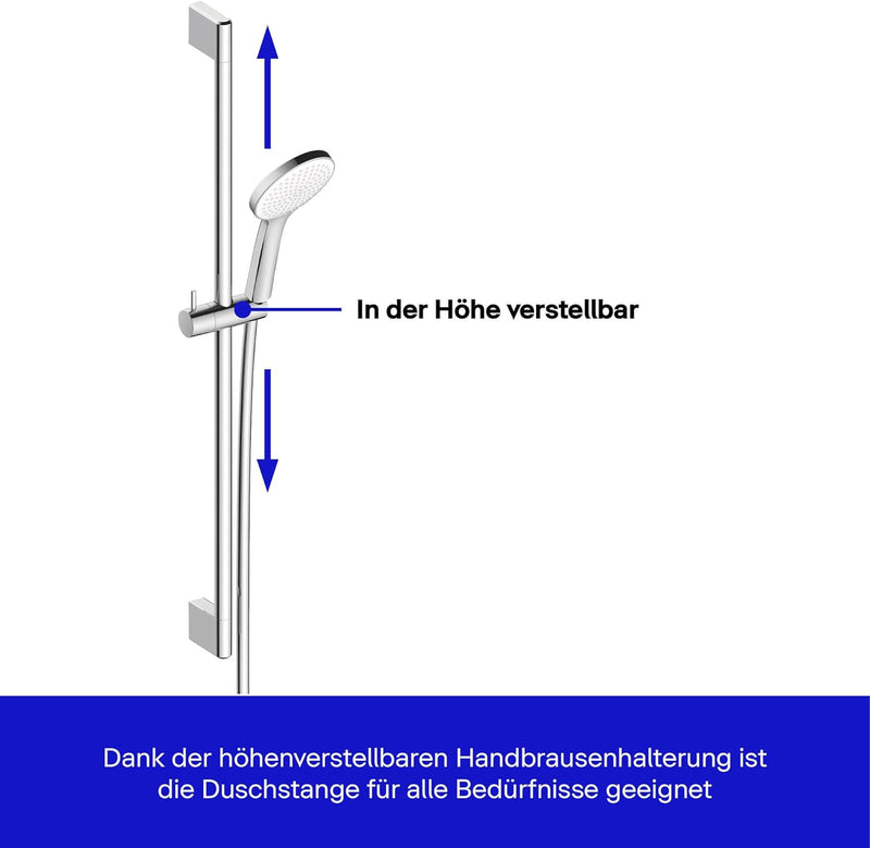 Duravit Universal Duschsystem, Duschset mit Strahlart Rain, Duschstange (700 mm) mit höhenverstellba