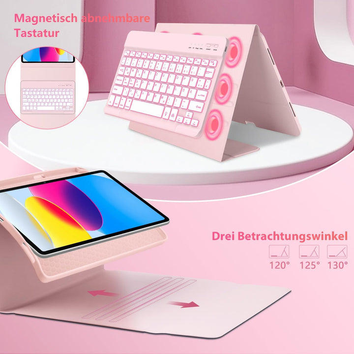 aMZCaSE für iPad A16 10/11th Generation Case mit Tastatur 11/10.9 Zoll(2025/2022),7 Farben Hintergru