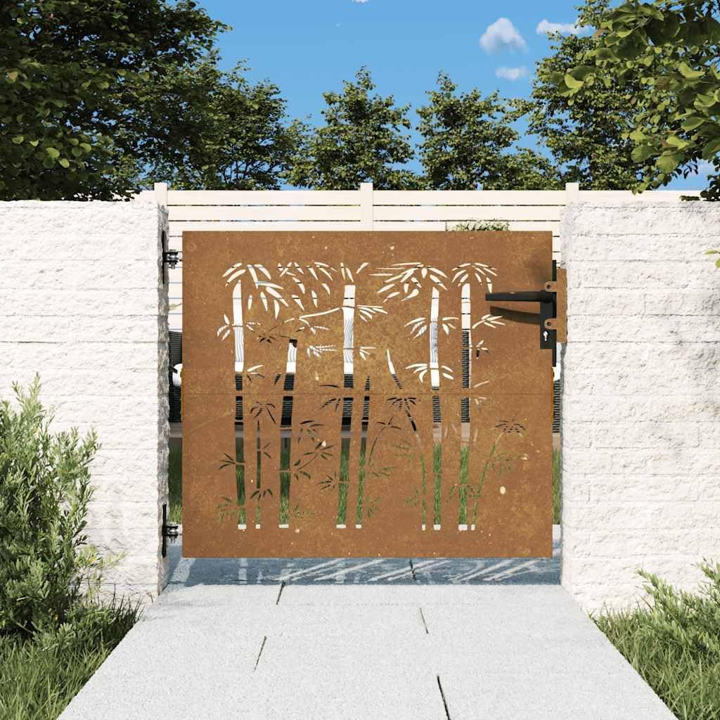vidaXL Gartentor, Gartentür mit Bambus-Design, Abschliessbar Hoftor Eingangstor für Garten Terrasse,