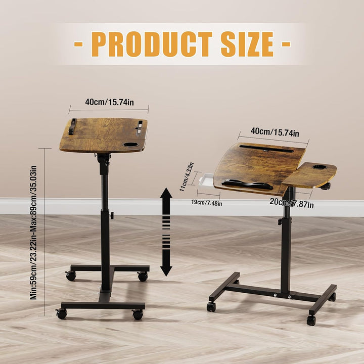 Beistelltisch Mit Rollen, 60x40cm, Mobiler Stehpult, Beistelltisch Laptoptisch mit Rollen, Mobiler S