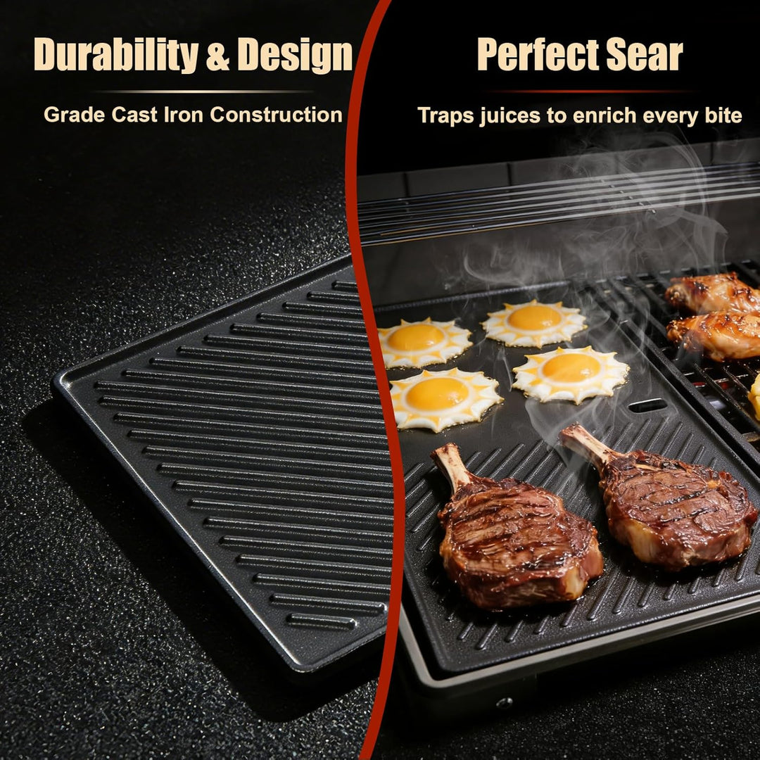 Denmay 7637 44,5 cm Grillrost & Grillplatte für Weber Spirit I & II 200 Serie(mit vorderen Bedienknö