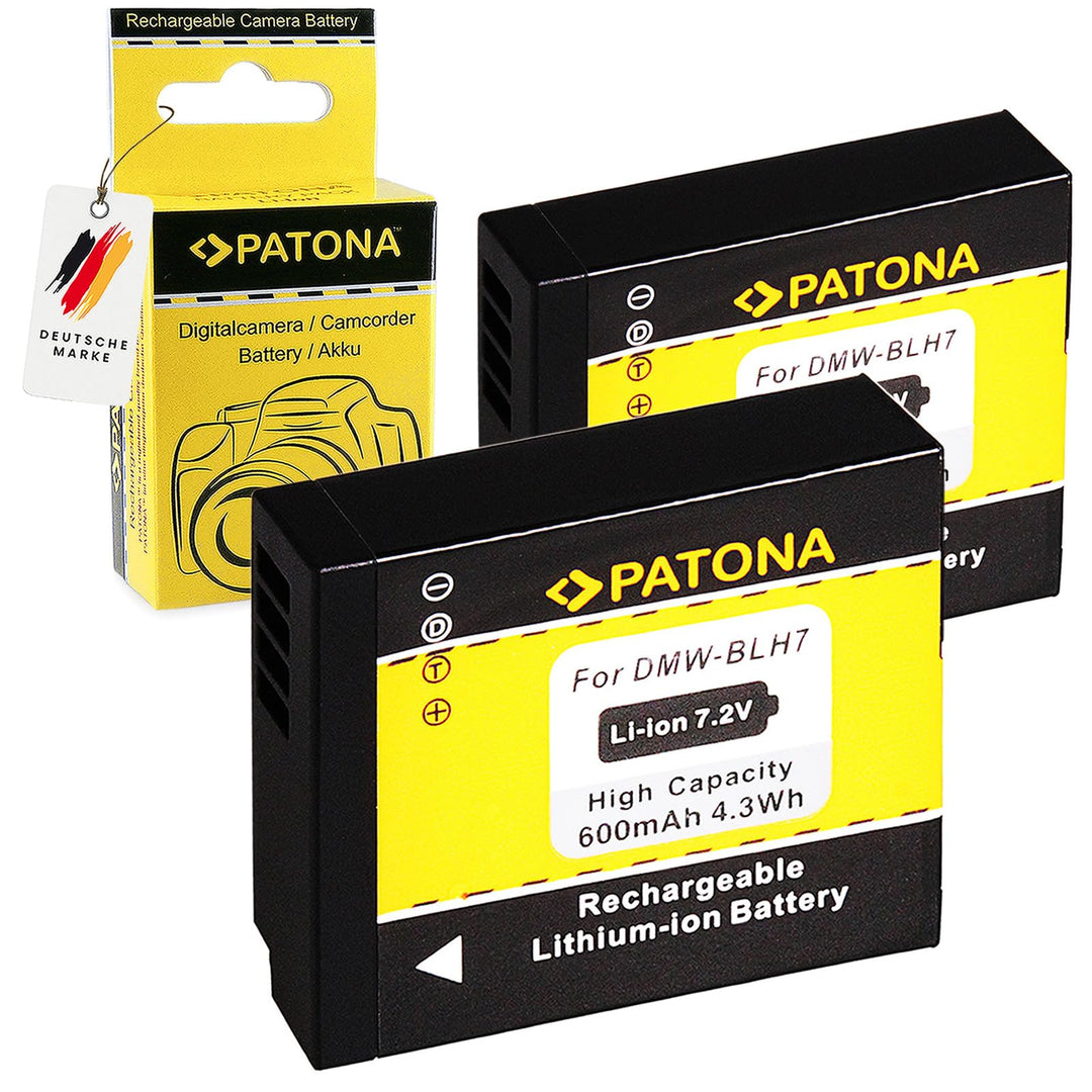 PATONA 2X Akku DMW-BLH7 / BLH7E Kompatibel mit Panasonic Lumix DMC-GM1 DMC-GM5 DMC-GF7 DC-GX800 DMW-