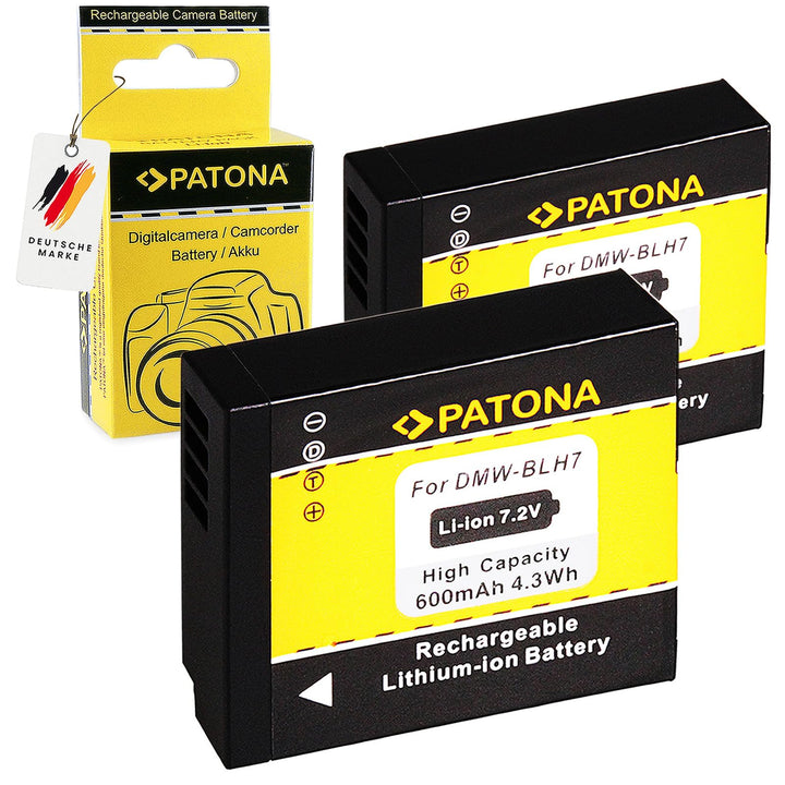 PATONA 2X Akku DMW-BLH7 / BLH7E Kompatibel mit Panasonic Lumix DMC-GM1 DMC-GM5 DMC-GF7 DC-GX800 DMW-