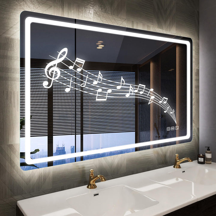 STARLEAD Badspiegel-mit-Beleuchtung 100x70cm, Spiegel-mit-Beleuchtung und Entfoggen, Bluetooth, Dimm