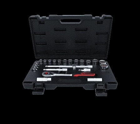 KS Tools 911.1595 1/2 Zoll 12-Kant Steckschlüssel-Satz | inklusive Umschaltknarre, 45-Zahn | matt sa