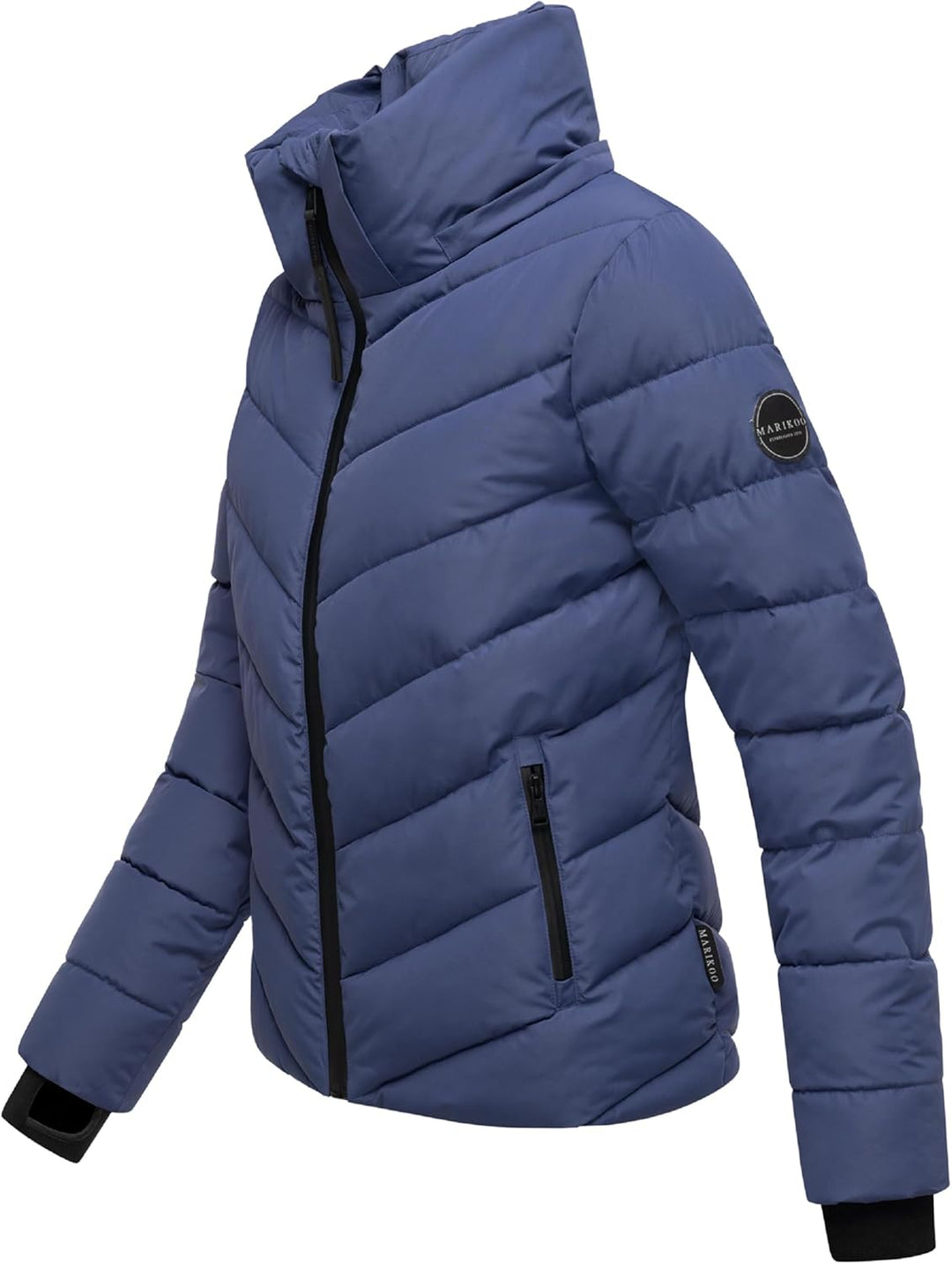 MARIKOO Damen Winterjacke warme Steppjacke mit abnehmbarer Kapuze Samuiaa XVI XS-3XL XS Blue Violet,