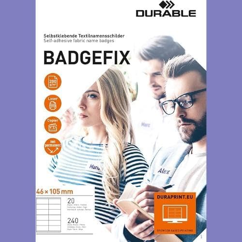 Durable Selbstklebe-Namensschild Badgefix, 46 x 105 mm, weiss, 240 Stück, 836302