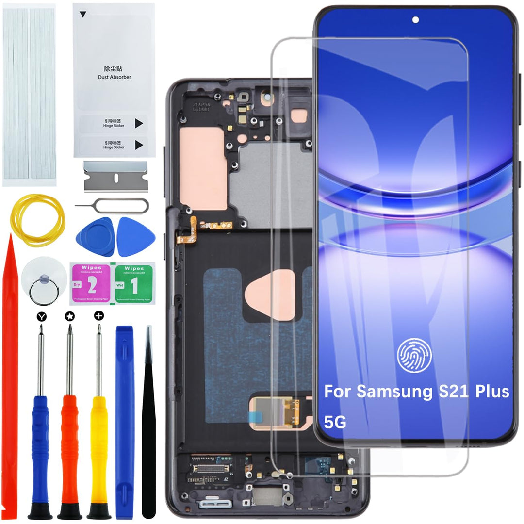 Display Bildschirm für Samsung S21+ Plus 5G G996B OLED Schwarz mit Rahmen | mit Fingerabdruck，mit Re