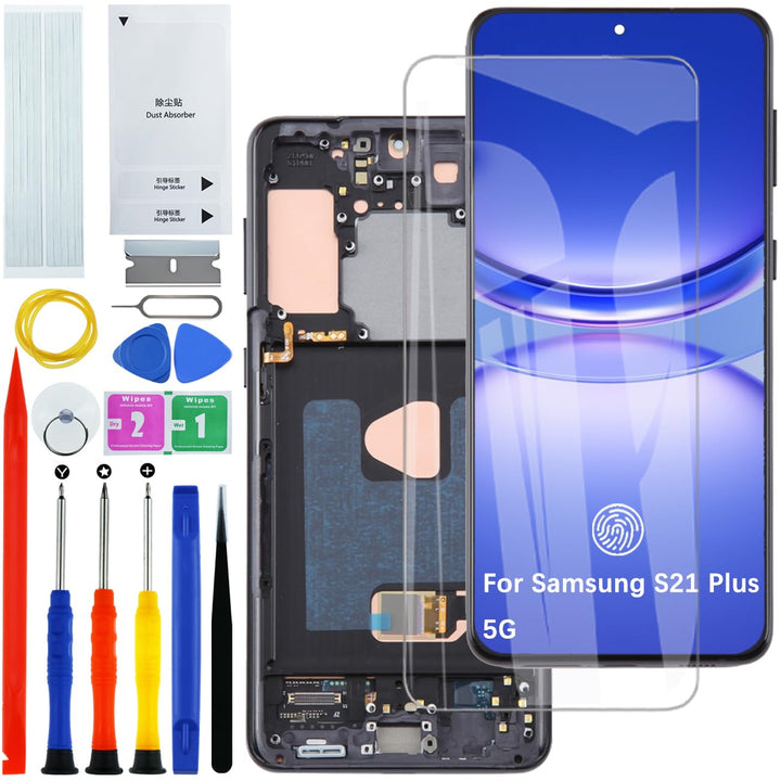 Display Bildschirm für Samsung S21+ Plus 5G G996B OLED Schwarz mit Rahmen | mit Fingerabdruck，mit Re