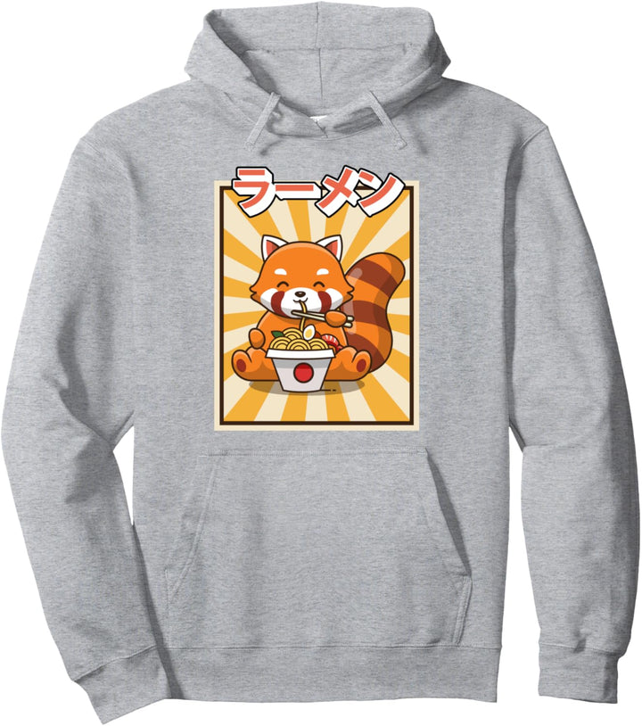 Red Panda Eating Ramen, Retro Kawaii Japanische Nudeln Ramen Pullover Hoodie