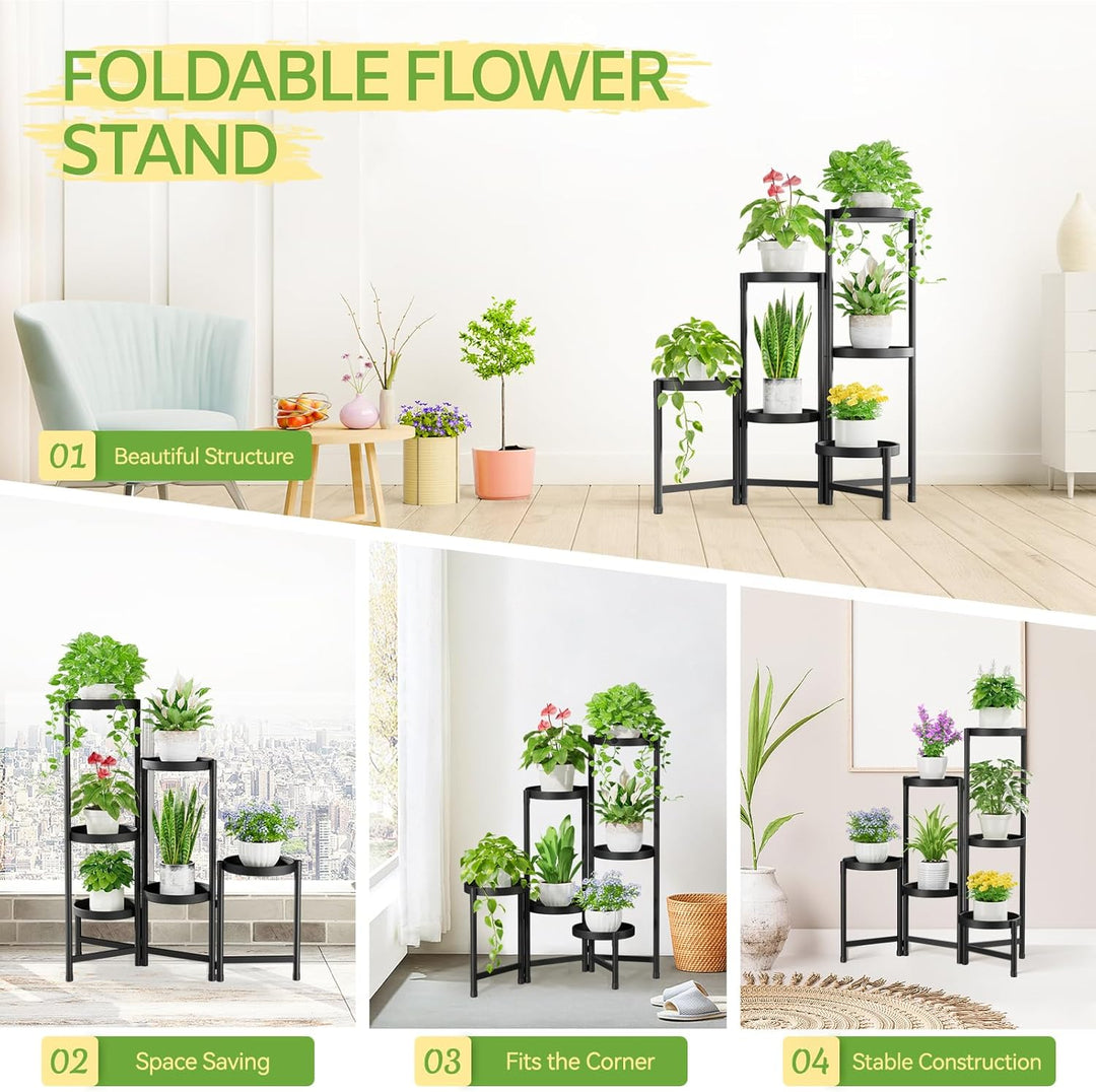 iDavosic.ly Pflanzenständer Metall mit 6 Etagen, Blumenständer Pflanzenregal Blumenregal Indoor Outd