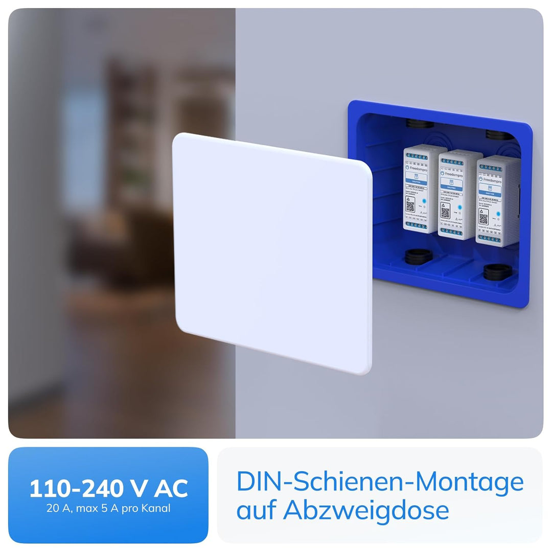 Freedompro Shutter Modul DIN 4C5A, Smart Schalter für bis zu 2 Rollläden, Smart Home Kompatibel mit